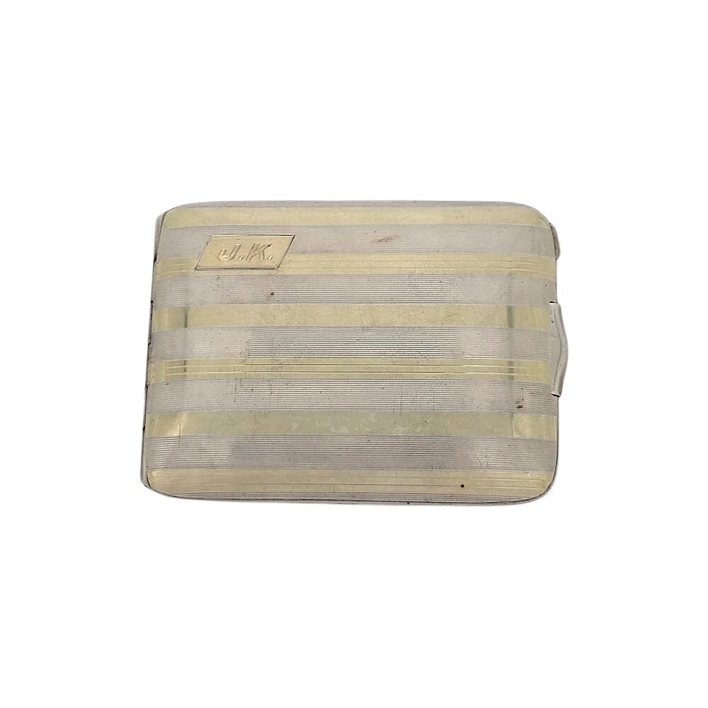 Gorham Sterling Silver 14K Gold Plate Stripe Match Holder w/Monogram #23331